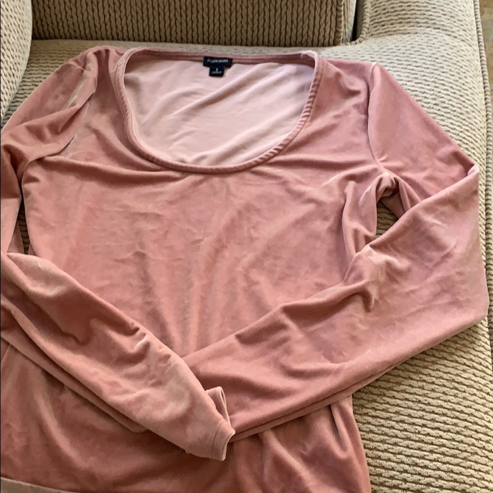 JCrew blush Velvet body suit EUC